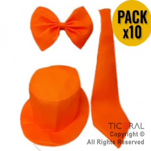 SET FLUO PARA 5 PERSONAS NARANJA (5 GALERAS + 3 CORBATAS + 2 MOOS)